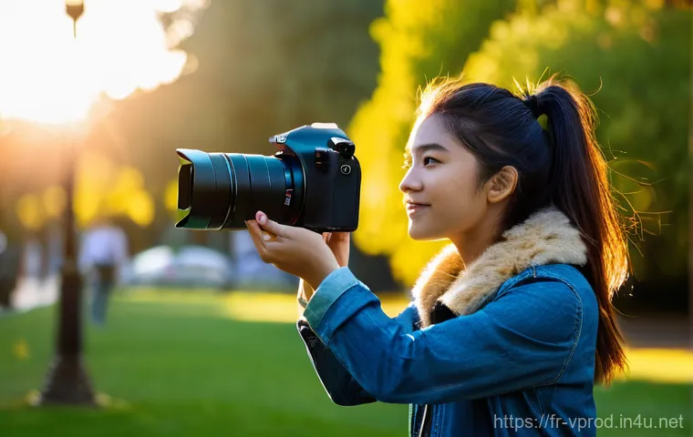 영상제작 현장 장비 사용법 - **Prompt 1: Urban Vlogger Capturing the Golden Hour**
    "A young, energetic female vlogger, dresse...