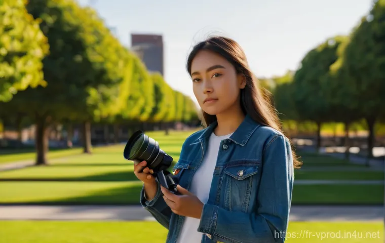 영상제작 직무를 위한 추천 서적 - **"A determined young female videographer, approximately 20 years old, wearing comfortable yet styli...