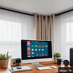 영상제작 관련 이직 시 유의사항 - A cozy home video studio setup tailored for a beginner French content creator: natural daylight stre...